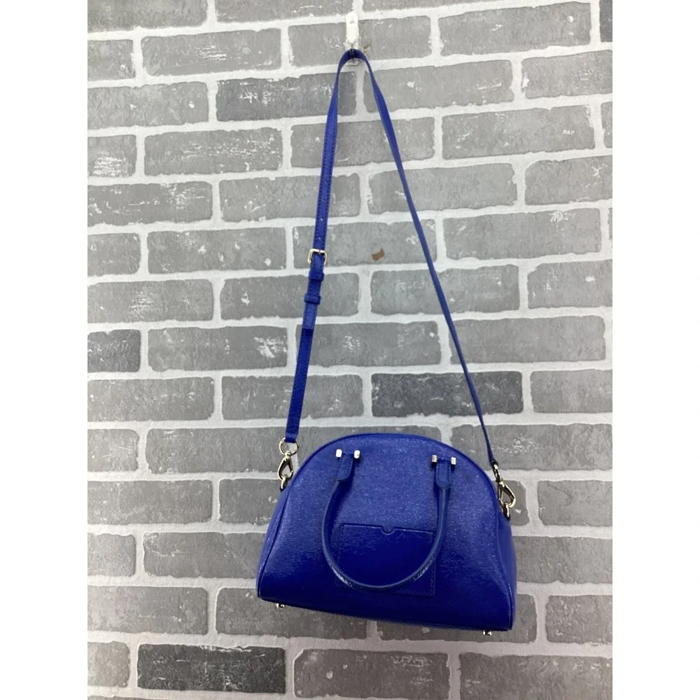 Kate Spade New York Blue Patent Leather Dome Satchel Crossbody Bag PXRU4829